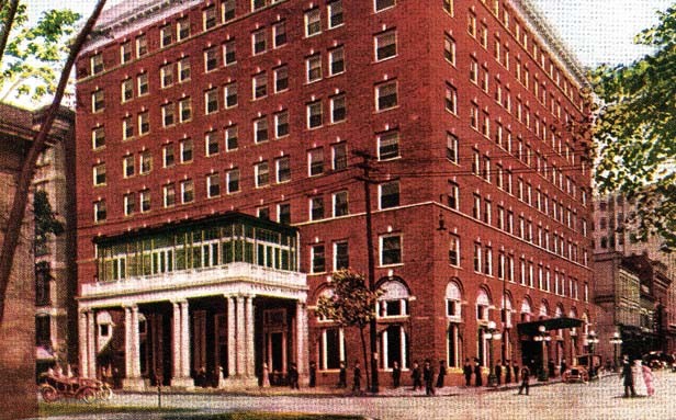 An undated postcard of the restored 1909 Leland Hotel.