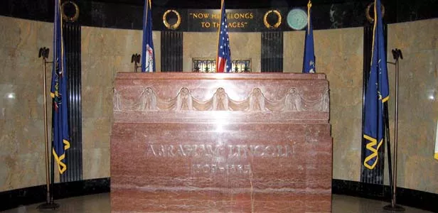 On the curving wall behind Abraham Lincoln's marble sarcophagus are the words attributed to Secretary of War Edward Stanton: “Now he belongs to the ages."