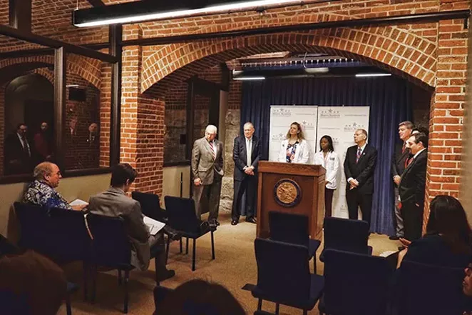 These days a Statehouse press conference often has more presenters than reporters there to cover it. - PHOTO BY LEE MILNER