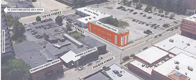 The proposed homeless services and housing complex would be in an area north of downtown, near existing social services. - COURTESY JOHN SHAFER