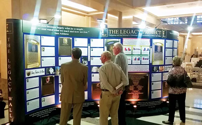 The Legacy Wall, which highlights the contributions of LGBT individuals to history and culture, was displayed at the Illinois State Library. - PHOTO COURTESY THE LEGACY PROJECT.