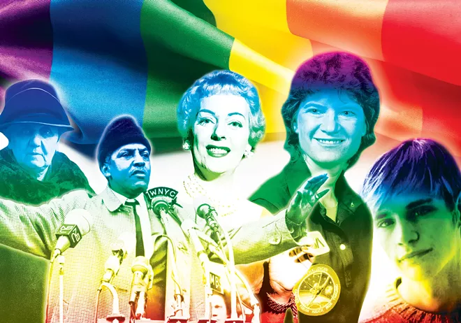 National figures who may soon be recognized in Illinois textbooks for their contributions to LGBT history include, from left, Jane Addams, Bayard Rustin, Christine Jorgensen, Sally Ride and Matthew Shepard.
