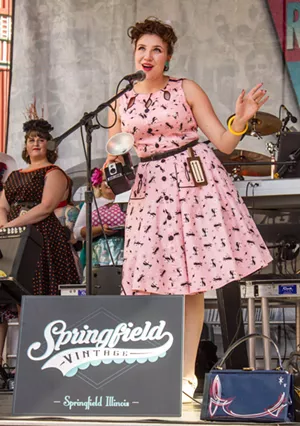 Model Lillian Wilkin, member of the Hott Totties local pinup club at the 2019 Miss MotherRoad Contest. - PHOTO BY CAROL GILLESPIE FORESTIER