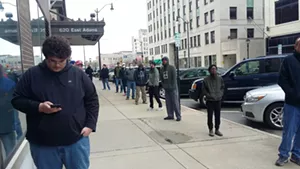 The wait for recreational weed in Springfield stretches more than an hour. "It's very brief contact," the governor says. - PHOTO BY BRUCE RUSHTON