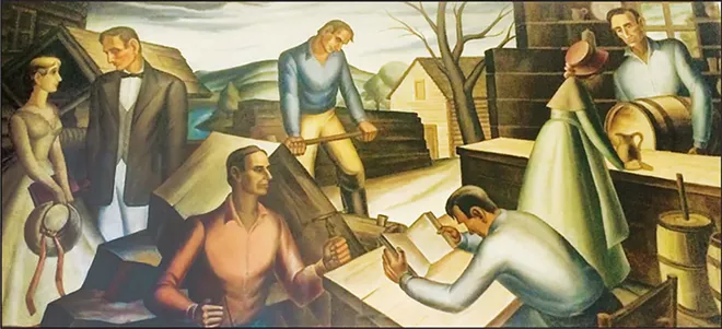 “Lincoln at New Salem, Illinois” graces the Petersburg post office as part of the 1930s initiative to install art - in post offices across the country.