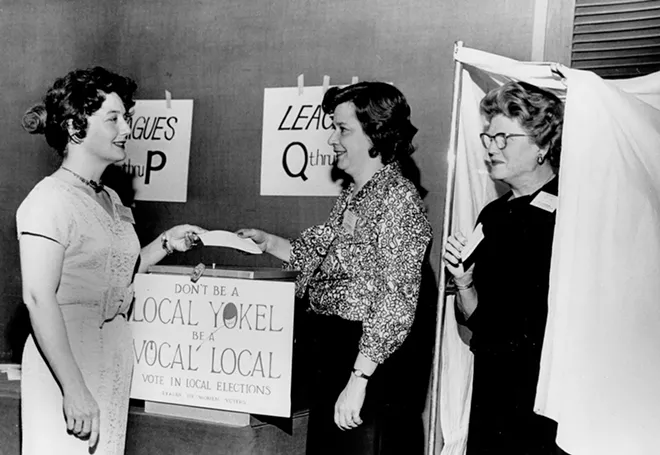The League of Women Voters has encouraged voter participation since founding after the passage of the 19th Amendment. This photo is from 1960. - PHOTO COURTESY SANGAMON VALLEY COLLECTION