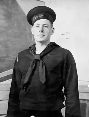 Sathoff enlisted in the Navy in 1944, age 17.