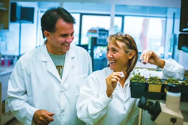 Lab Girl author Hope Jahren with her lab partner, Bill Hagopian, at work in her research laboratory at the University of Oslo in Oslo, Norway. - PHOTO BY MATT CHING