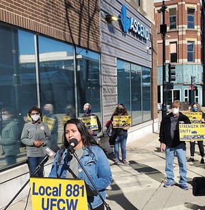 Briana Rodriguez speaks to reporters and those gathered at a March 3 press conference outside Ascend's downtown location. - CREDIT: RACHEL OTWELL