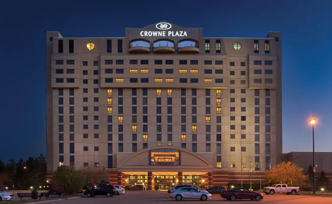 The Crowne Plaza Springfield displayed a message of hope in its vacant windows. - PHOTO COURTESY SPRINGFIELD CONVENTION & VISITORS BUREAU