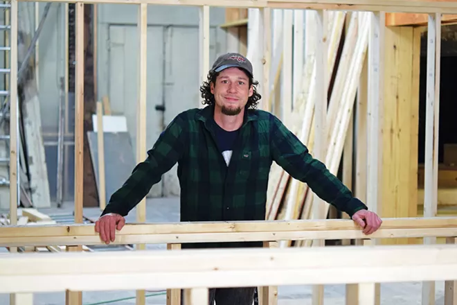 Executive Chef Eric Smith at what will be the counter of the Broadgauge's restaurant. - PHOTO BY DAVID BLANCHETTE