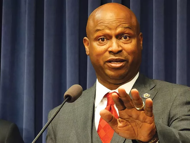 House Speaker Emanuel "Chris" Welch speaks at a news conference after the House adjourned June 16 at the Illinois State Capitol. - CREDIT: CAPITOL NEWS ILLINOIS PHOTO BY PETER HANCOCK.
