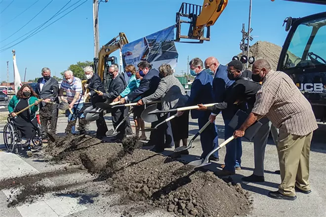 Gov. JB Pritzker, U.S. Sens. Dick Durbin and Tammy Duckworth, and Springfield area lawmakers break ground on a multimodal transportation hub in the capital city. - CAPITOL NEWS ILLINOIS PHOTO BY PETER HANCOCK