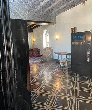 The tiled lobby of the Hickox Apartments as it looks today. The arched window was once the opening connecting the apartments to the Hickox home facing Cook Street. - PHOTO BY CINDA KLICKNA