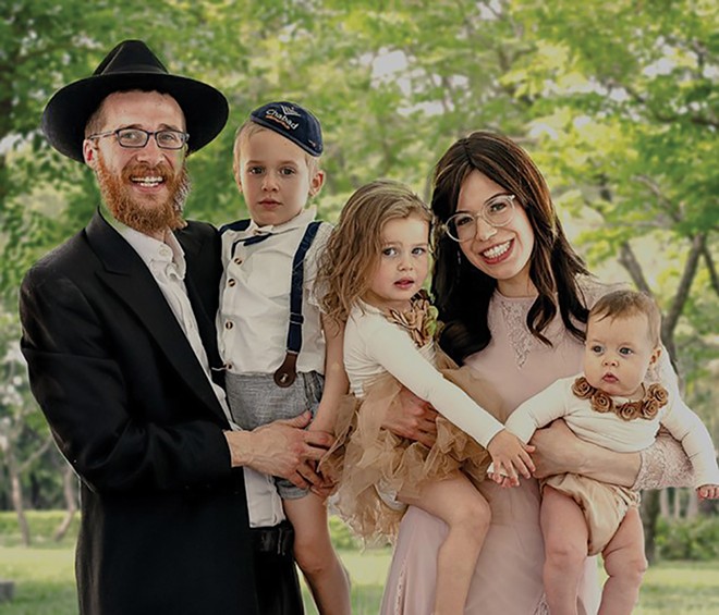 Rabbi Mendy and Sara Turen with their children Gershon, 5, Shaina, 3, and Mushka, 1. - PHOTO COURTESY MENDY TUREN