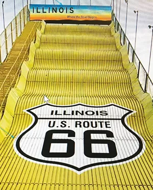 The city of Springfield wants to add a Route 66 emblem to the Giant Slide to promote Springfield as a destination. - RENDING BY ACE SIGN CO.