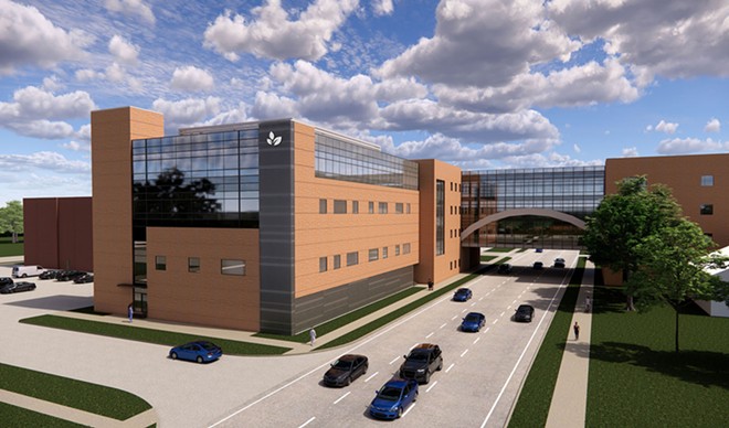 A four-story addition on the north side of Springfield Clinic's Main Campus East is expected to open by the end of 2022. - RENDERING COURTESY OF FARNSWORTH GROUP