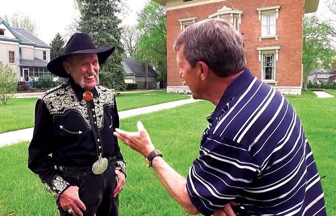 Mark McDonald, right, interviews Scotty DeWolf about Villa DeWolf, the historic Ayers Mansion being restored in Jacksonville. “Illinois Stories” has featured Jacksonville 58 times during the 19-year run of the show.