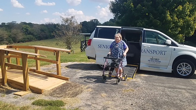 A senior using the Senior Transport program through Senior Services and a wheelchair ramp installed by Habitat for Humanity, both of which are longtime King's Daughters grant recipients. - PHOTO COURTESY CFLL