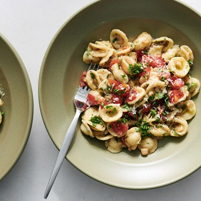 A classical remix: lemony pasta with braised white beans