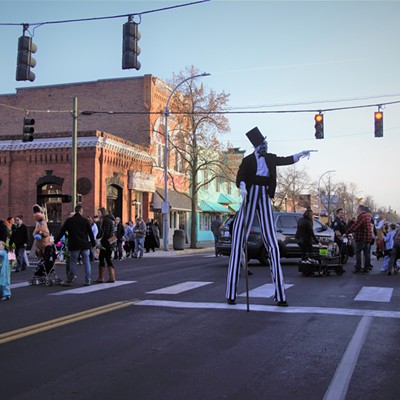 This very tall guy added to all the Halloween excitement downtown Clarkston. Taken by Mary Hayward of Clarkston October 31, 2019.