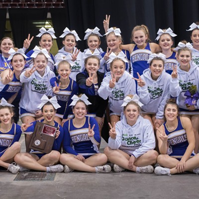 Lewiston Bengal Cheer took 2nd place for 5A al-girl show routine at the state competition in Nampa, Idaho. The competition was held at the Ford Idaho Center on March 18, 2017. The Bengals qualified to compete in four events, Show, Pom, Sideline and group stunt routines. They finished tied for 4th overall. Photo by Max Moore