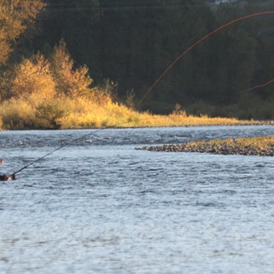 Evening light catches the line of a fly fisherman casting on the Clearwater River near Kamiah. Photo by Nan Vance taken Oct. 11, 2016.