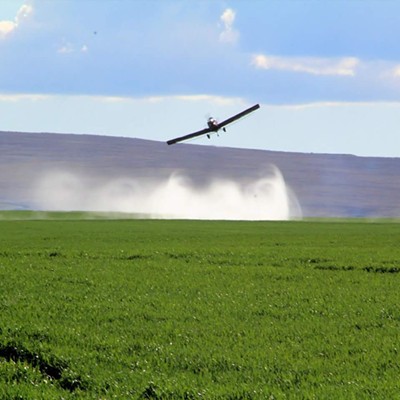 I took this picture May 20, 2017, on Peola grade. A cropduster was hard at work.
    
    Nickole Corey of Clarkston, Washington.