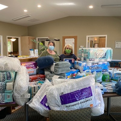 Moscow Church of the Nazarene Mission&#146;s President Shirley Greene delivering &#147;Wish List&#148; items to Rebecca Rucker, at Sojourners Alliance, in Moscow,Idaho, August 2020. This photo was submitted by Shirley Greene.
