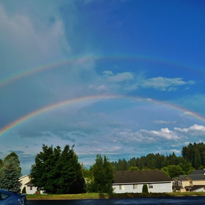 When visiting my mother at Aspen Park Care Center in Moscow&nbsp; I noticed a double rainbow. The photo was taken from the south parking lot of Aspen Park on June 28, 2019, by Keith Gunther