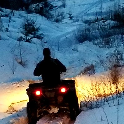 Even darkness didn't prevent friends from four wheeling up near Bear Ridge in late February. Photo taken by Kathy Witt