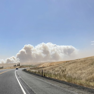 Smoke rises over the hills of the Palouse as the Malden fire burns.
    
    Taken September 7, 2020
    On Highway 195 heading south outside Rosalia.
    By Samantha Edgerton