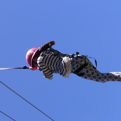 Makayla Dougherty, 8, of Clarkston on the ropes course at Lake Tahoe, June 24, 2016. Photo was tken by her grandfather, Bill Dougherty, also of Clarkston