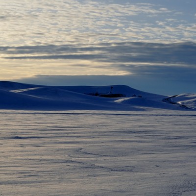 It was about 24 degrees when I when I took this shot of the frozen fields and the home nestled between the rolling hills of the Palouse near Genesee, Id. By Jerry Cunnington. 12/26/2016