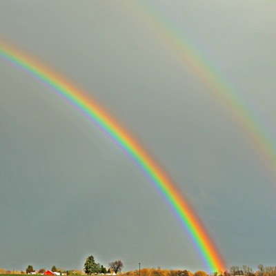 This picture was taken by Leif Hoffmann near the Whitman Mission National Historic Site when geocaching with family on February 17, 2018. The rainbow indeed brought luck and the cache was found quickly.