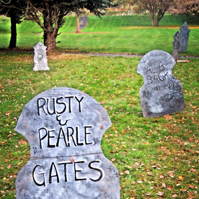 This photo of several tombstones were taken by Leif Hoffmann (Clarkston, WA) in the late afternoon of October 28, 2023 when visiting the Hells Gate State Park's annual Haunted Campground with family.