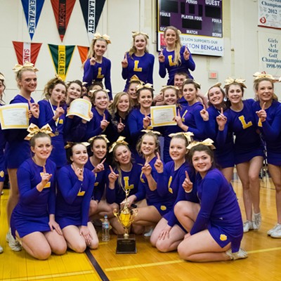 Lewiston Bengals qualify for 5A state cheer. Photo taken at Booth Hall on 2/27/16 by Max Moore.