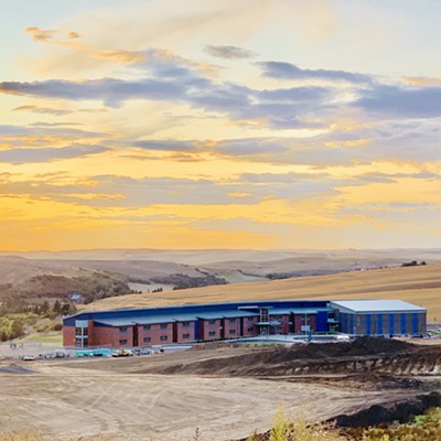 The new Kamiak Elementary School in Pullman at sunset on September 10, 2019.
    Taken on Northwest edge of Pullman, Washington
    Photographed by Rich Huggins
