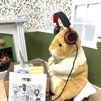Library Hamster enjoys Zoom Storytimes with Youth Services Librarian Miss Stacie and Outreach Specialist Mr. Mason. After the books and songs, his favorite thing is the take home Storytime Packet!