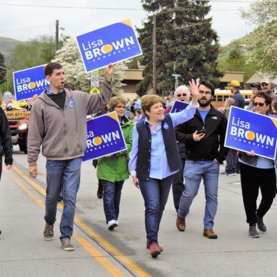 Candidate Lisa Brown running for Congress, marched in the Asotin County Parade, April 28, 2018. Captured by Mary Hayward.