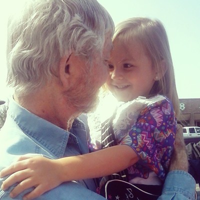 Great Grandpa Gary Davidson with Sophia Gustafson, 4 years old. April 25, 2015&nbsp;in Boise. Sophia is the daughter of Chris and Katie Davidson of Clarkston, Wash. Katie took this photo at GreatGreat Grandma Opal's funeral. Opal was 97.