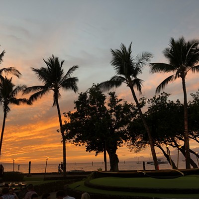 Sunset at Old Lahaina Luau in Lahaina, Maui on March 24, 2019. Photo by Grace Tiegs of Nezperce.