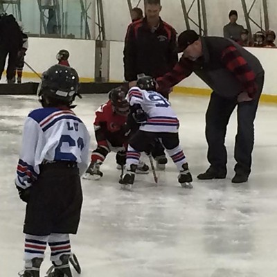 Moscow City Councilman Dan Carscallen's ceremonial puck drop.