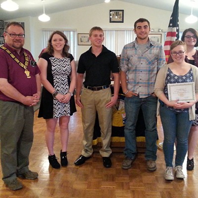 Moscow Elks Lodge #249 presented its 2016 Scholarship winners, six area high school seniors, with certificates and checks to help support them with tuition to the colleges of their choice. Pictured is the Exalted Ruler, Corey Ray, and the recipients are: Anna Daley Laursen, Miles Maxcer, Kenton Lyman, Daisy Mae Ward, Jamie Jessup and Timothy Cornelius. Congratulations!