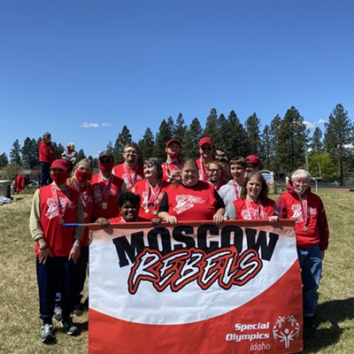 The Moscow Special Olympics Track & Field team (Moscow Rebel Tigers) at their Regional/ State competition on May 1st in Post Falls.   The team had outstanding performances and a lot of fun competing with other teams for the first time in over a year.