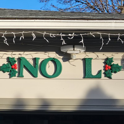 It did say "NOEL" but the "E" fell down. I was going to replace it but looked up at it and thought "I don't need to; it still says NOEL; it's just spelled different."
(This actually happened exactly as described)