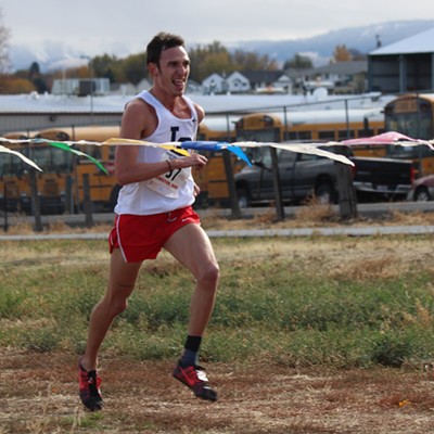 Lewis-Clark State College senior Nolan Ryan cruising to the finish in the home stretch. Nolan and a strong cross country team earned the LC Warriors a decisive NAIA conference win with 54 points on Nov. 3, 2017. Next stop ... the nationals. A second-place win also qualified the women's team for the NAIA national meet. Photo by Nan Vance