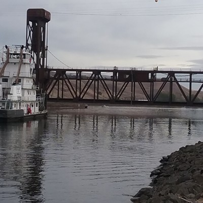 A tugboat waiting for the Railroad Bridge to open on the Clearwater River last week(about 10/14/2020). This photo was taken by Nigel LeGresley with a Samsung J3 cell phone on Auto setting.
