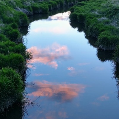 Sunset reflects on a fork of the Palouse River along Johnson Rd outside of Pullman