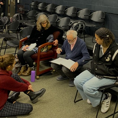 David Lee-Painter (Moscow) goes over performance notes with Jana Veleva (Macedonia) and Aurora Dickey (Lewiston) for the upcoming play "What the Constitution Means to Me." Achali Lee-Painter (Moscow) looks on. The show will be staged at the University of Idaho's Forge Theater as an Idaho Repertory Theatre production. It runs from Nov. 29-Dec. 3. More information at www.uidaho.edu/theatre.